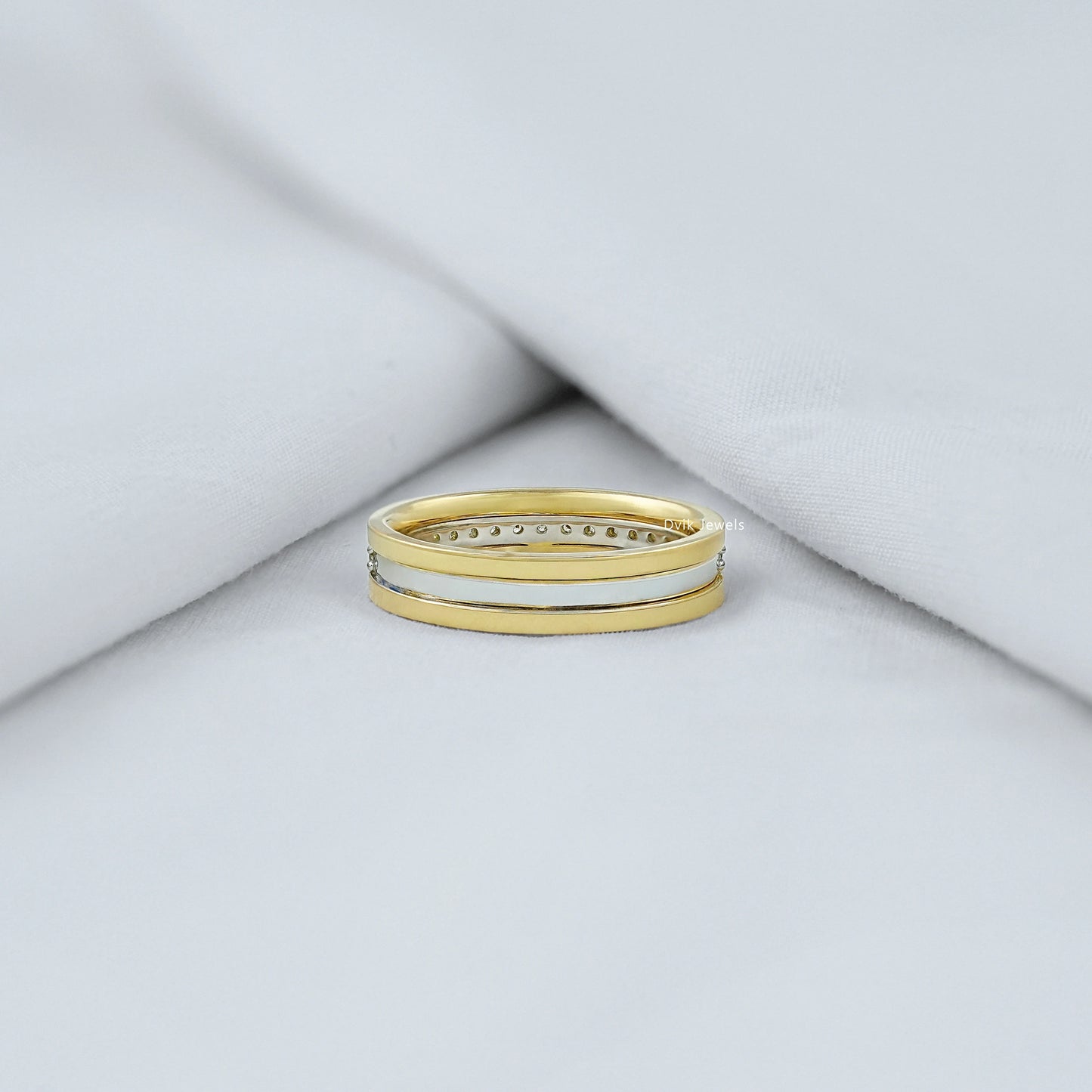 Round Cut Lab Grown Diamond Two Tone Men's Band Band