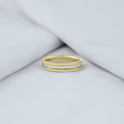 Round Cut Lab Grown Diamond Two Tone Men's Band Band