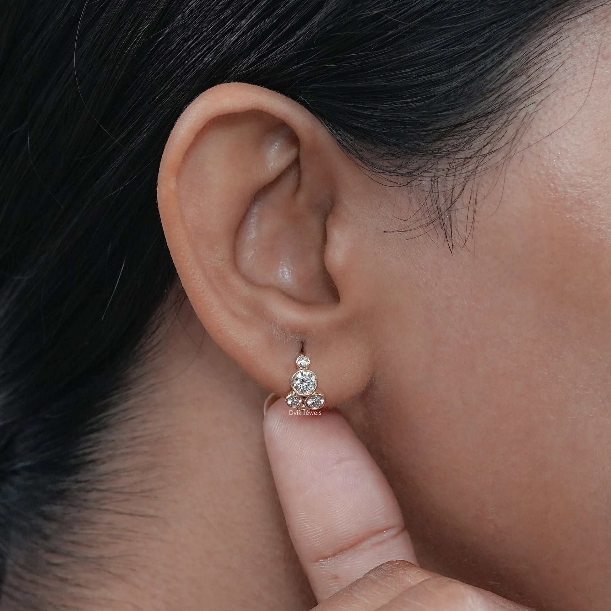 Bubble Style Round Cut Lab Diamond Huggie Earrings Earrings