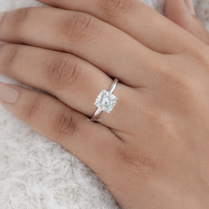 Square Cushion Cut Solitaire Lab Diamond Ring