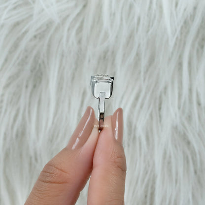 Criss Cut & Step Cut Moval Lab Diamond Toi Moi Ring Ring