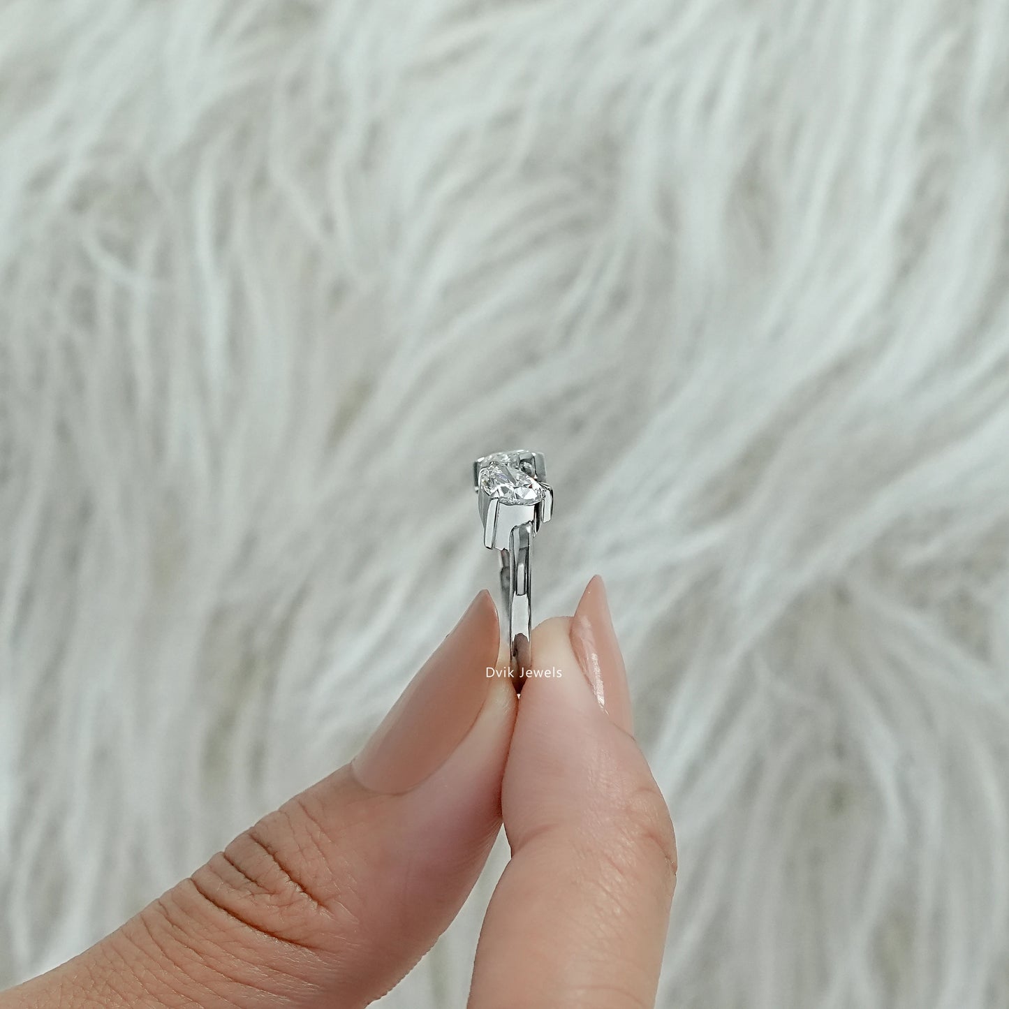 Two Pear Cut Lab Diamond Bypass Ring Ring