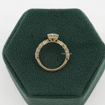 Dutch Marquise Lab Diamond Solitaire Accent Ring Ring