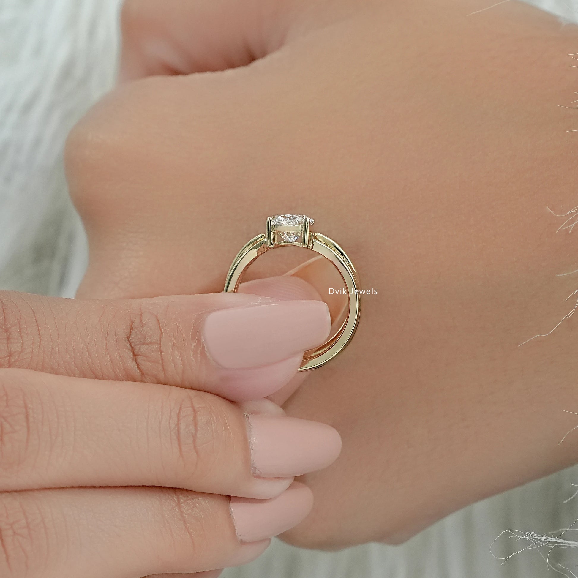 Oval Cut Lab Diamond Double Band Bridal Ring Set Bridal Ring Set