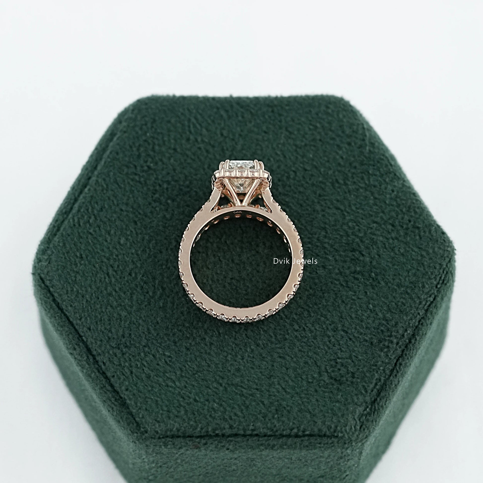 Radiant Cut Lab Diamond Halo Bridal Ring Set with Double Band Bridal Ring Set