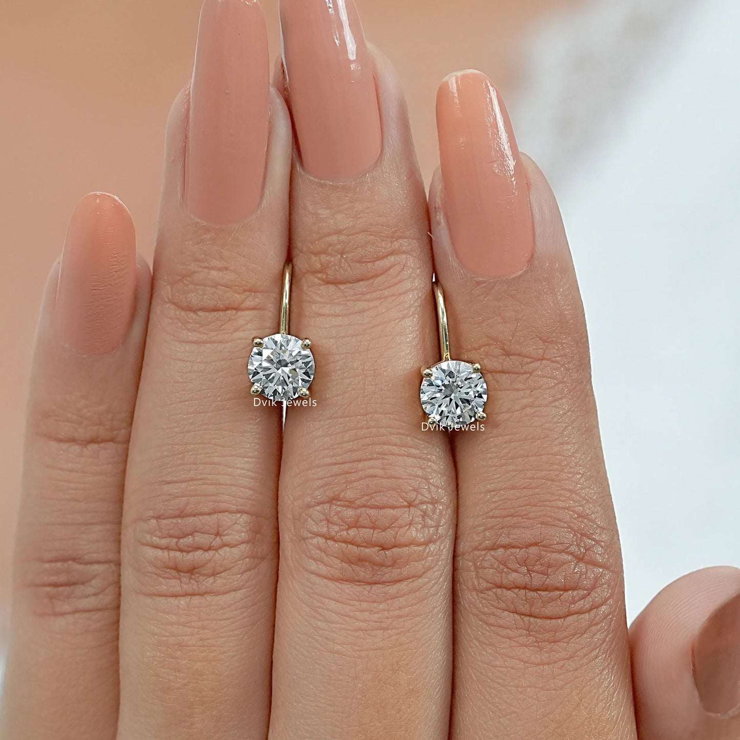 Round Lab Diamond Lever Back Earrings Earrings