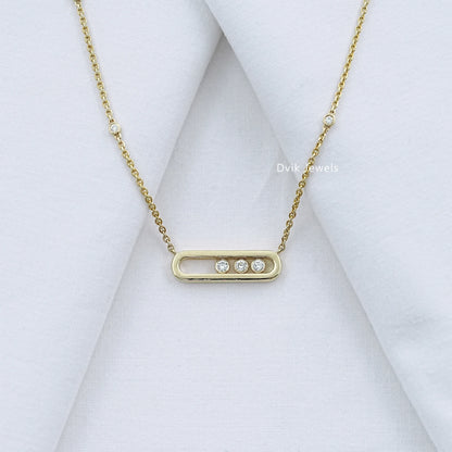 Movable Diamond Paperclip Pendant