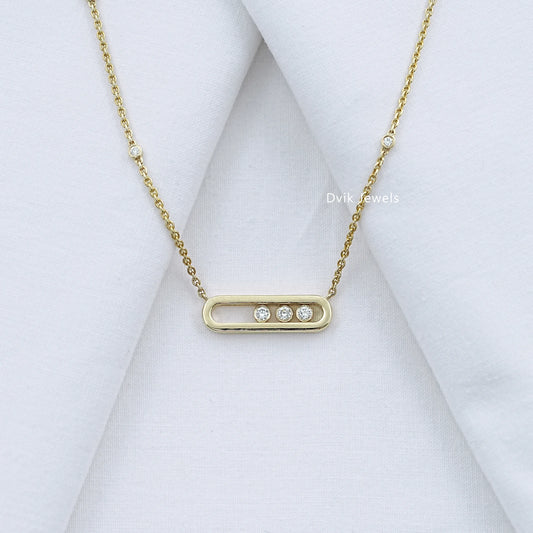 Movable Diamond Paperclip Pendant