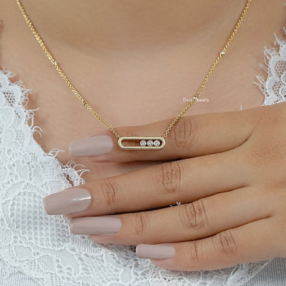 Movable Diamond Paperclip Pendant
