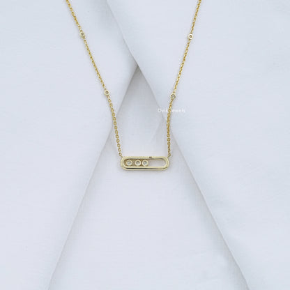 Movable Diamond Paperclip Pendant