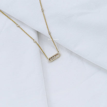 Sliding Lab Diamond Paperclip Pendant