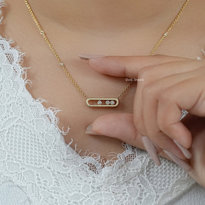 Movable Diamond Paperclip Pendant