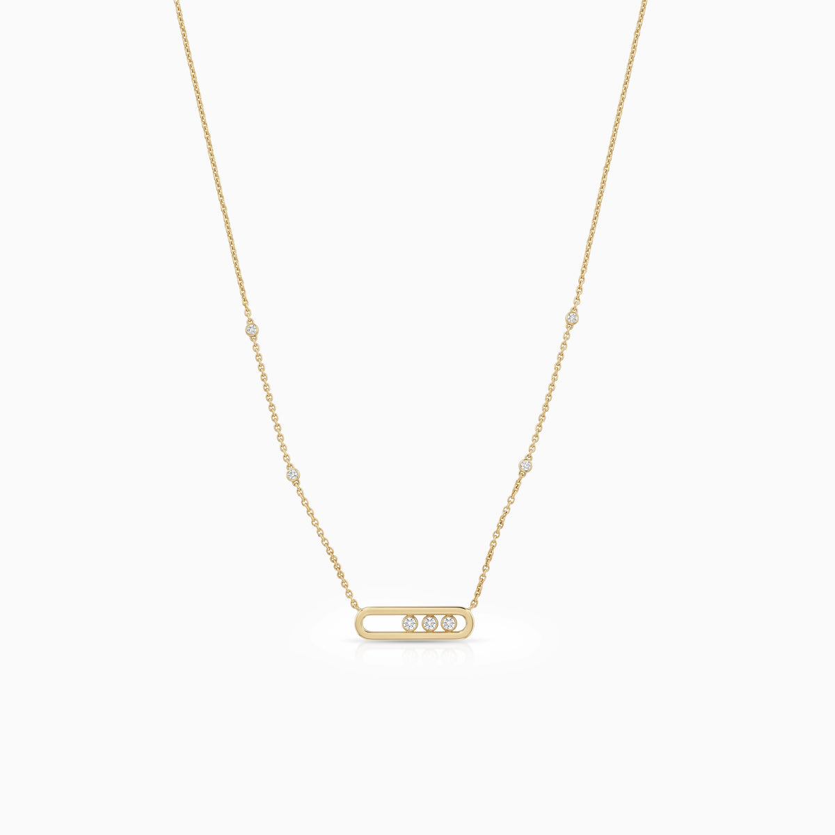 Movable Diamond Paperclip Pendant Necklace