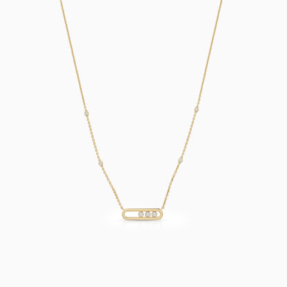 Movable Diamond Paperclip Pendant Necklace