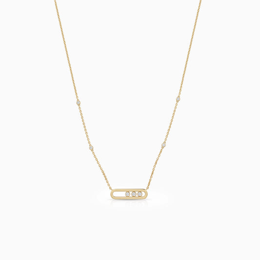 Movable Diamond Paperclip Pendant Necklace