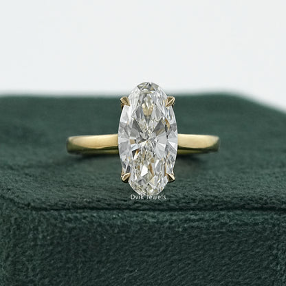 Dvik Jewels' hidden halo moval cut lab diamond engagement ring online in USA
