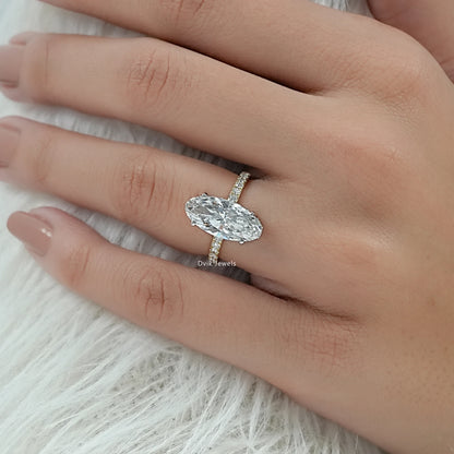 Moval Cut Lab Diamond Solitaire Accent Ring Ring
