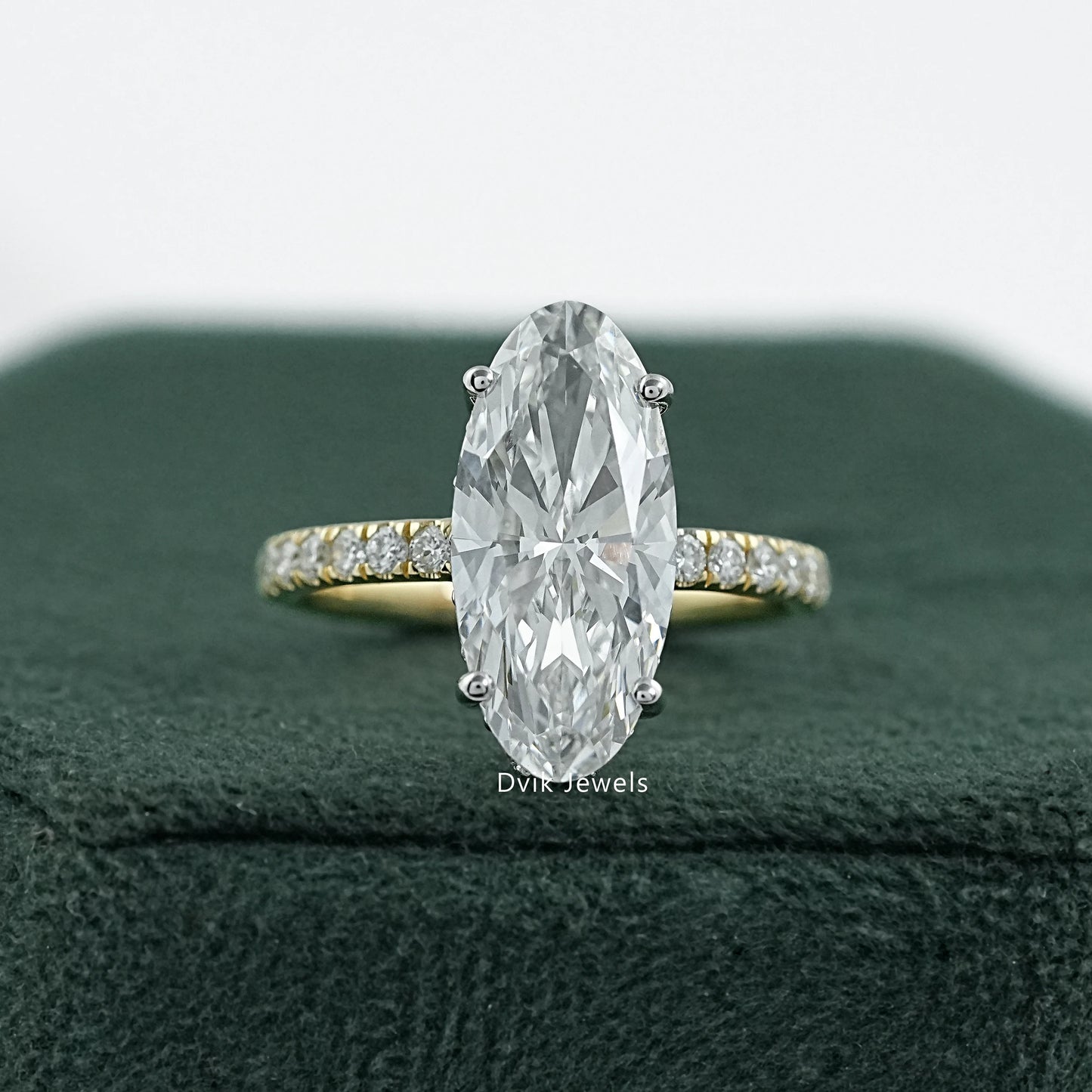 Moval Cut Lab Diamond Solitaire Accent Ring Ring