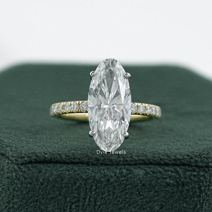 Moval Cut Lab Diamond Solitaire Accent Ring Ring