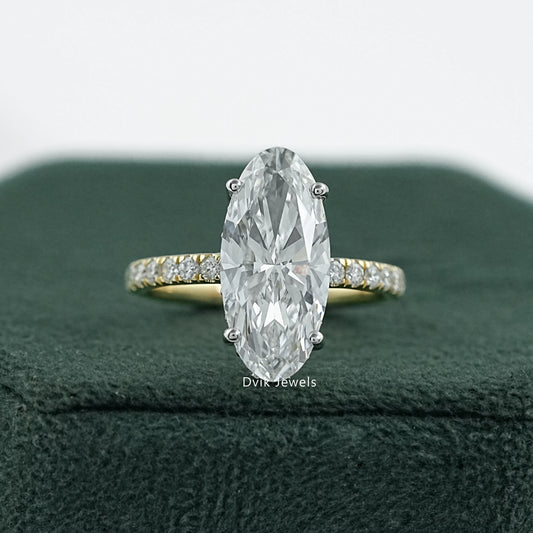 Moval Cut Lab Diamond Solitaire Accent Ring Ring