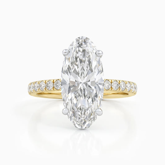 Moval Cut Lab Diamond Solitaire Accent Ring Ring