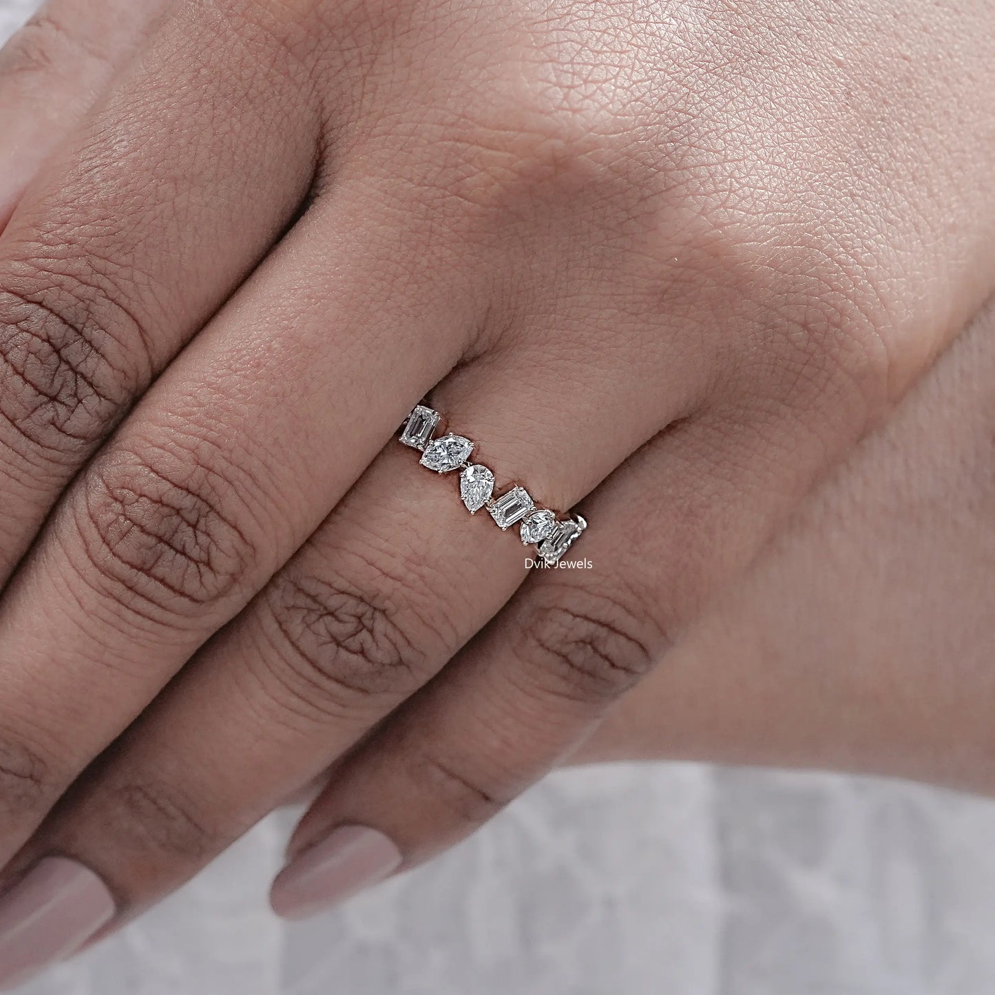 Multi Shape Lab Diamond Full Eternity Wedding Band