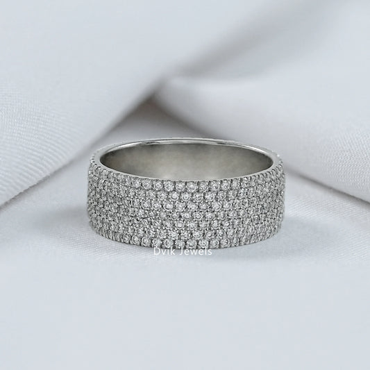 Multi Row Pavé Lab Diamond Wide Band
