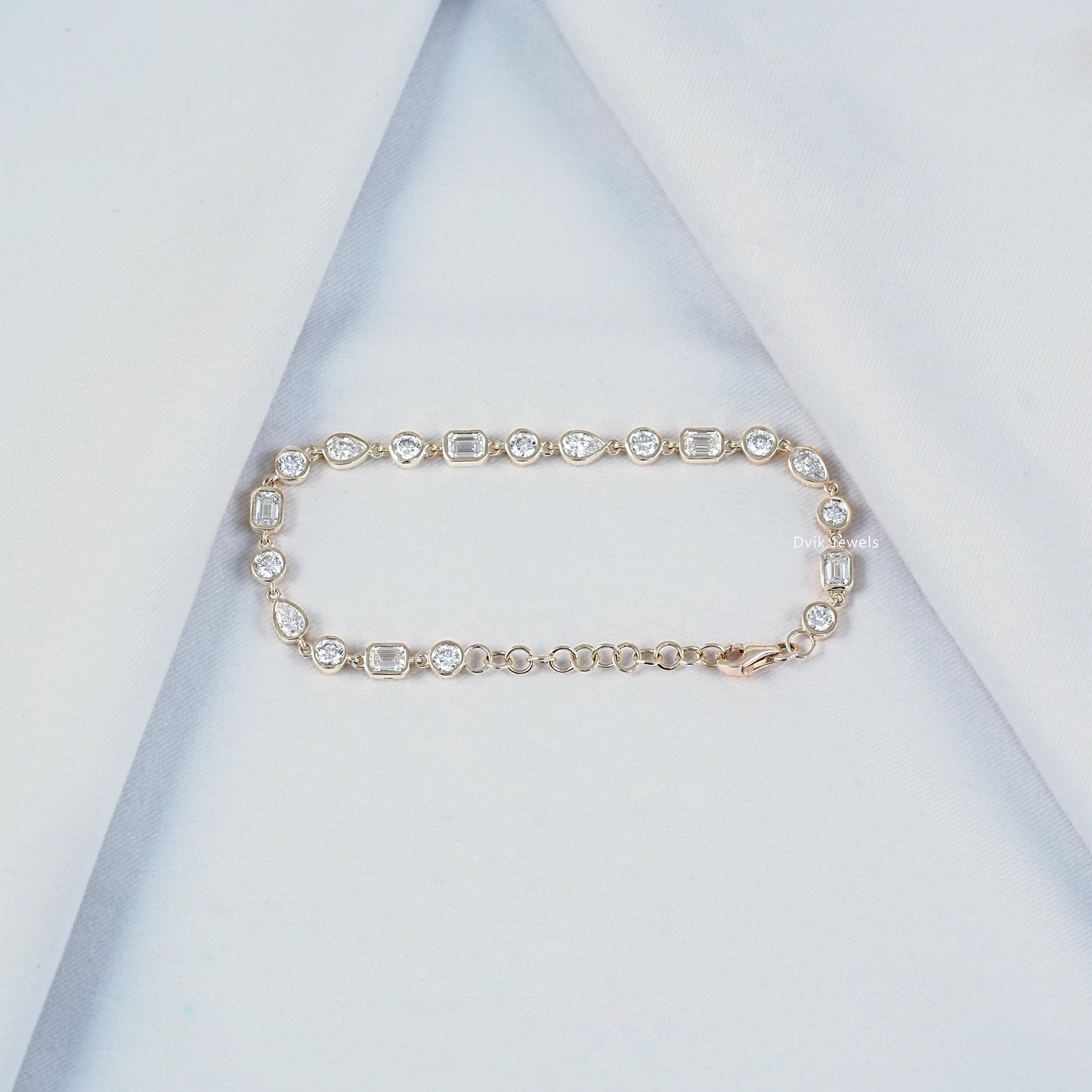 Multi Shape Bezel Set Lab Grown Diamond Bracelet