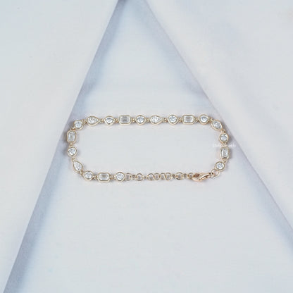 Multi Shape Bezel Set Lab Grown Diamond Bracelet