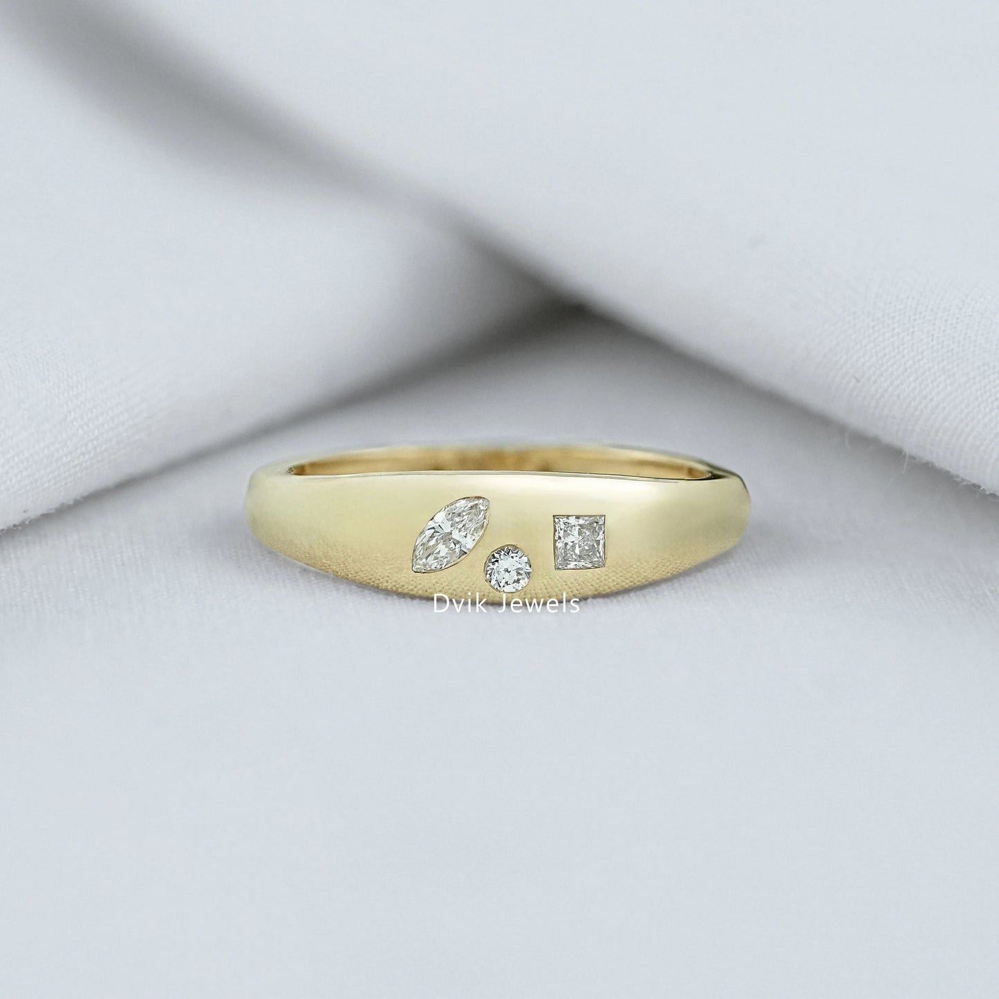 Multi Shape Flush Set Diamond Engagement Ring