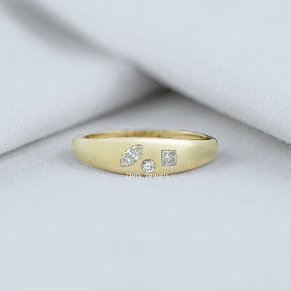Multi Shape Flush Set Diamond Engagement Ring
