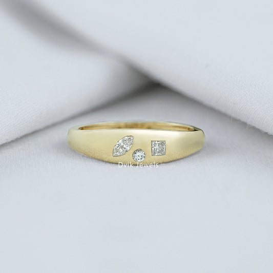 Multi Shape Flush Set Diamond Engagement Ring
