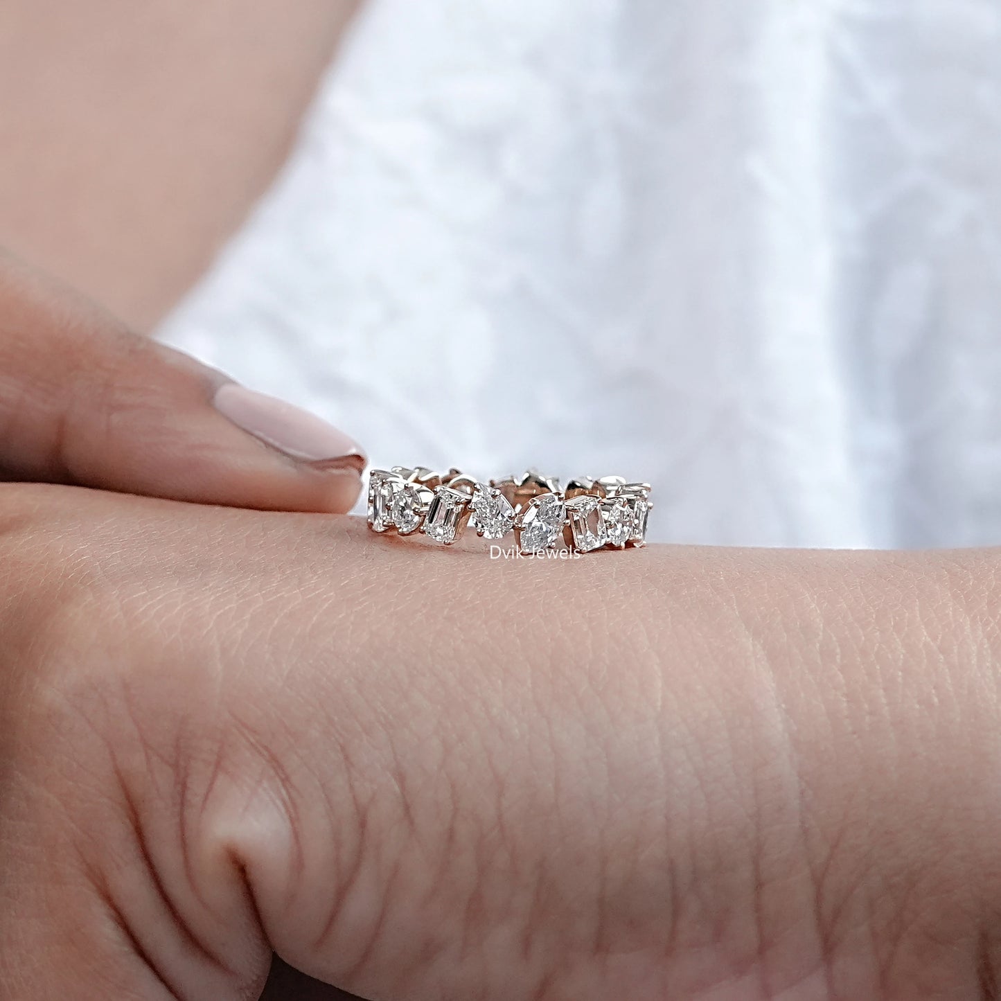 Multi Shape Lab Diamond Full Eternity Wedding Band