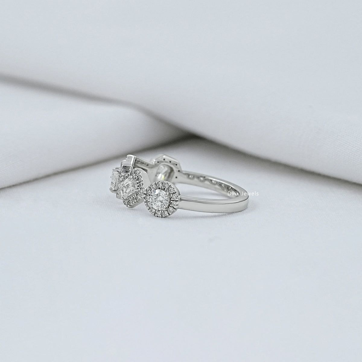 Multi Shape Halo Five Stone Ring