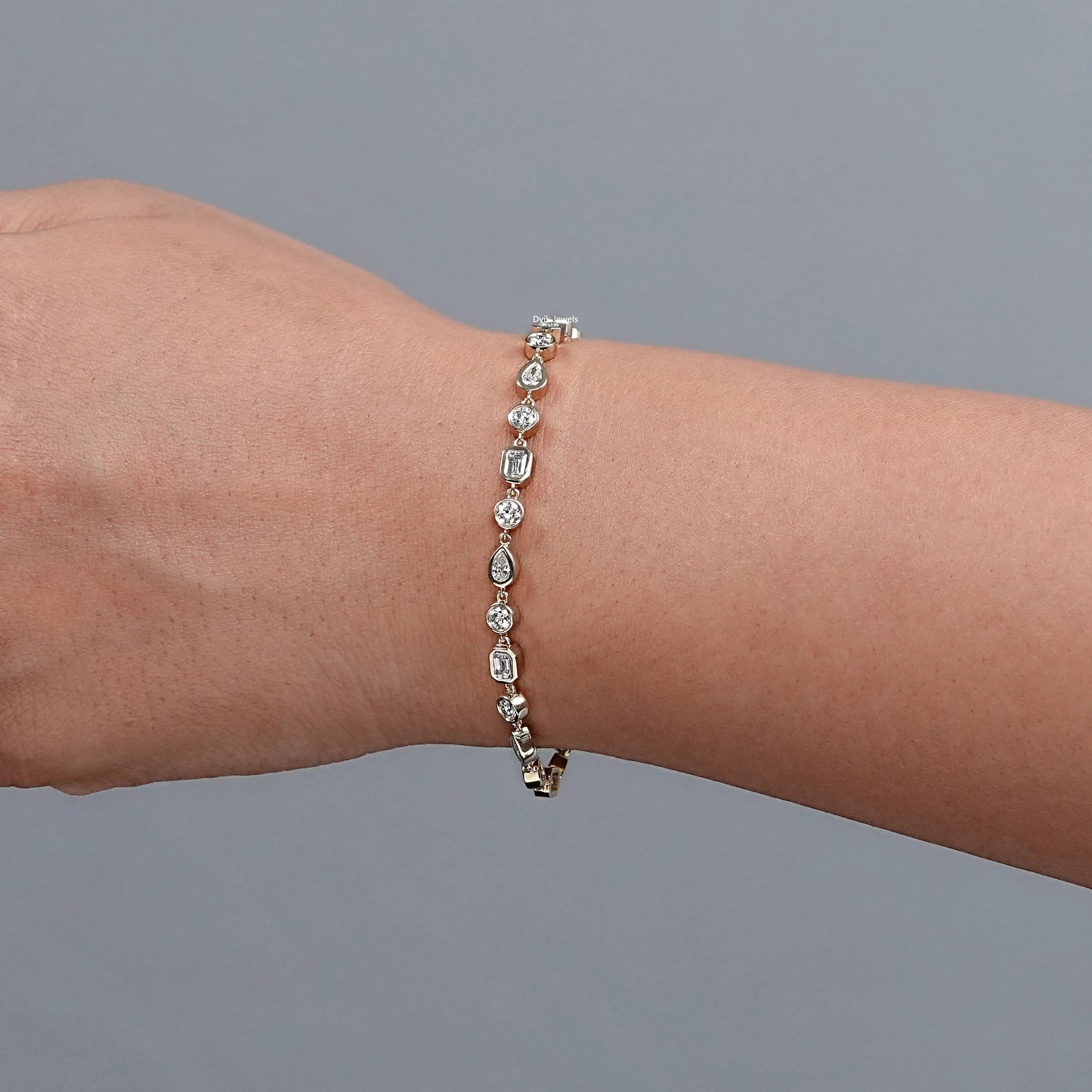 Multi Shape Bezel Set Lab Grown Diamond Bracelet