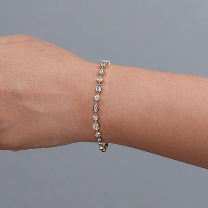 Multi Shape Bezel Set Lab Grown Diamond Bracelet