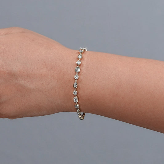 Multi Shape Bezel Set Lab Grown Diamond Bracelet