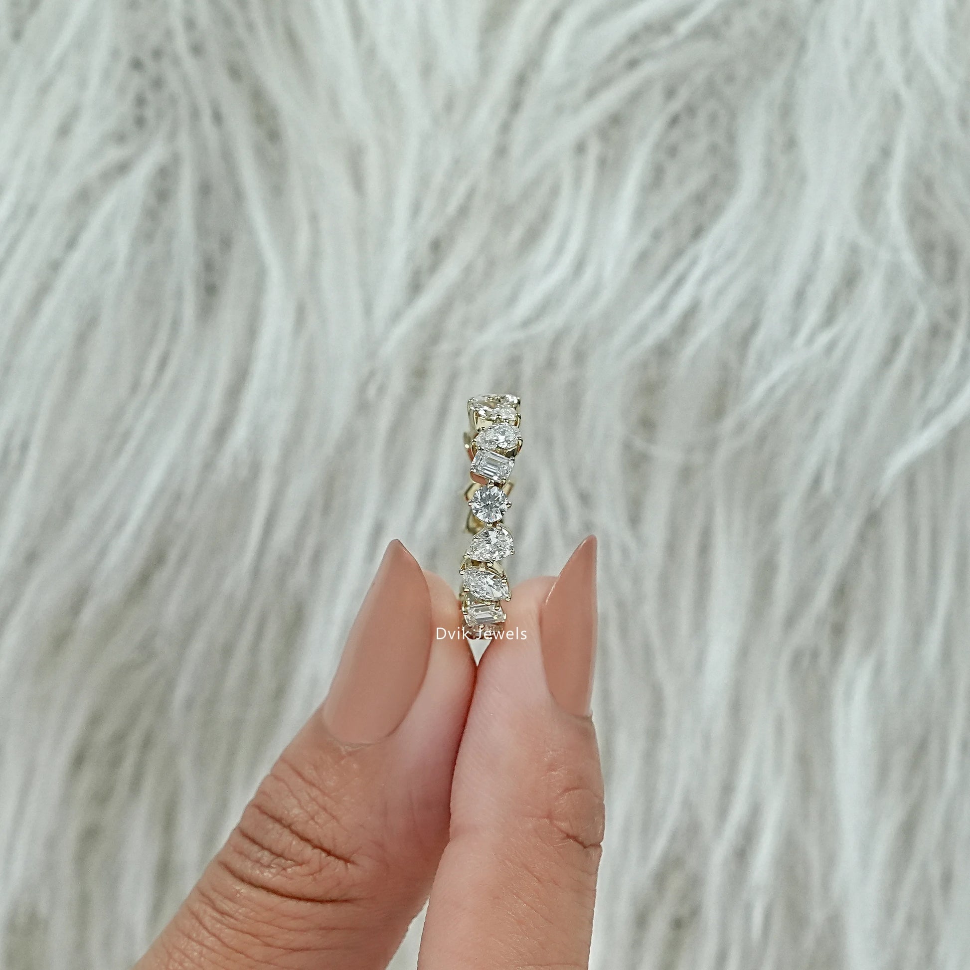 Multi Shape Lab Diamond Full Eternity Wedding Band Ring