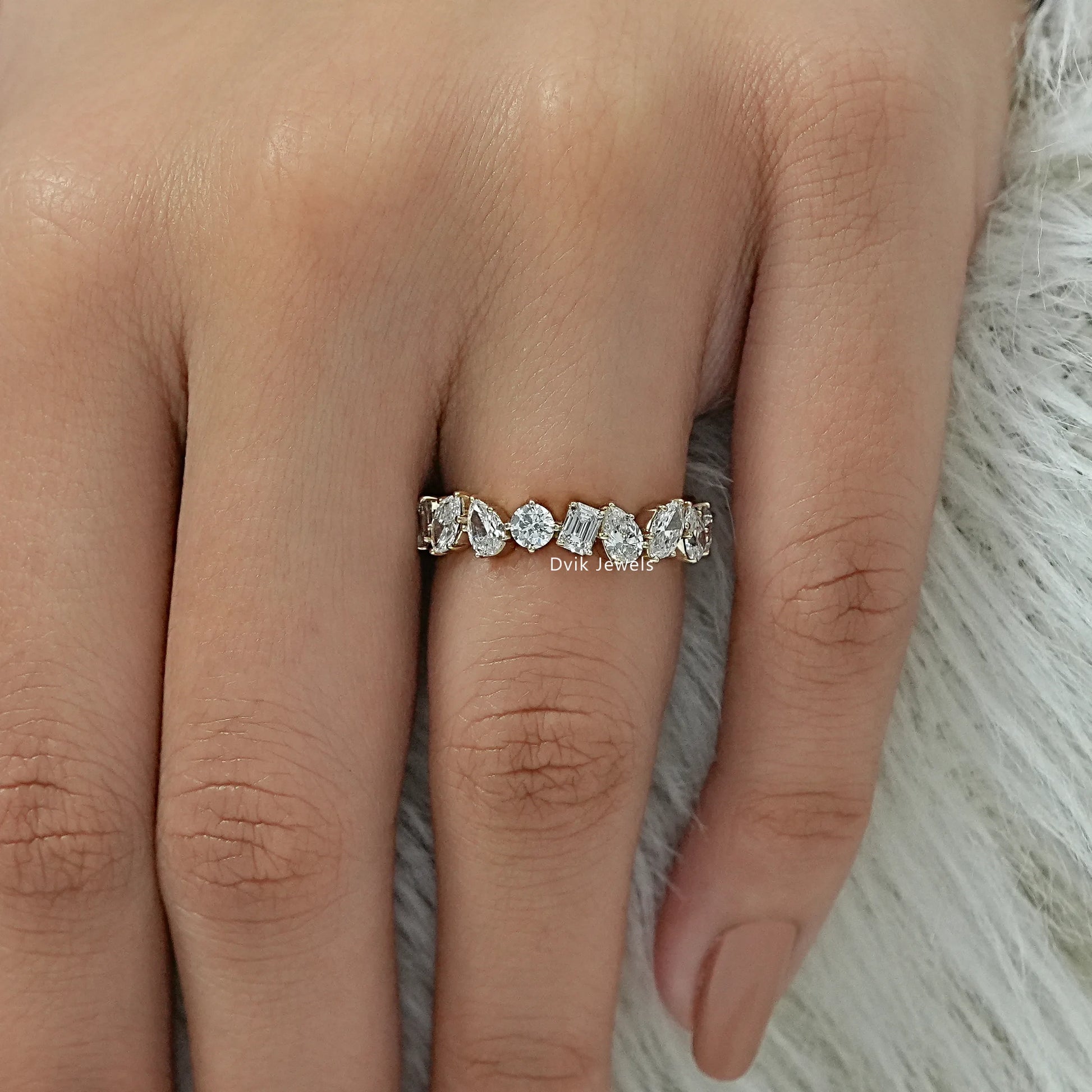 Multi Shape Lab Diamond Full Eternity Wedding Band Ring