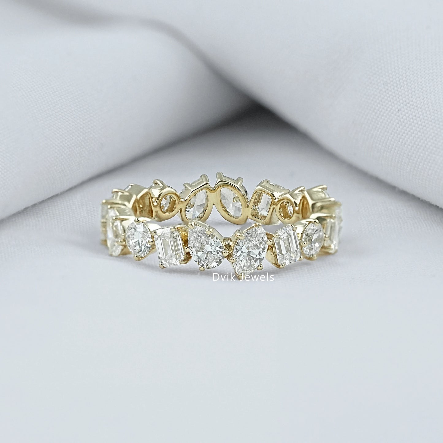 Multi Shape Lab Diamond Full Eternity Wedding Band Ring