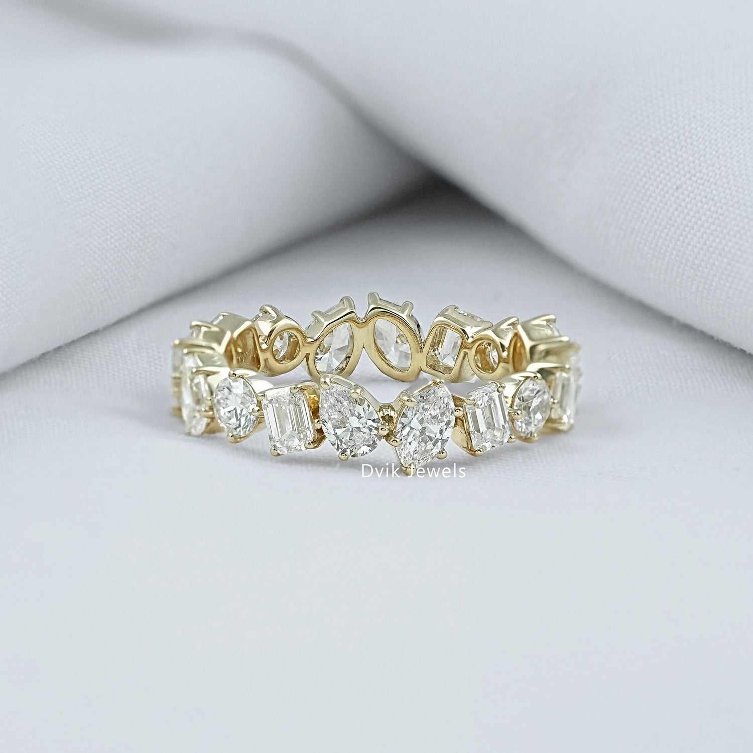 Multi Shape Lab Diamond Full Eternity Wedding Band Ring