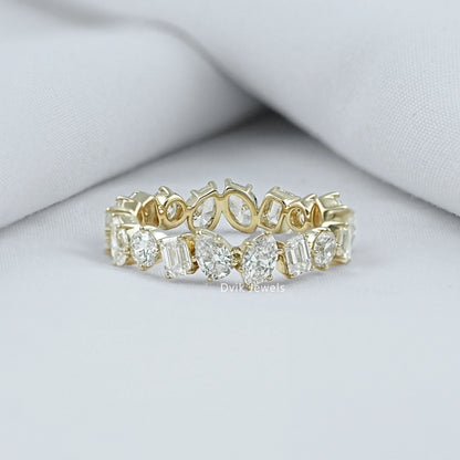 Multi Shape Lab Diamond Full Eternity Wedding Band Ring