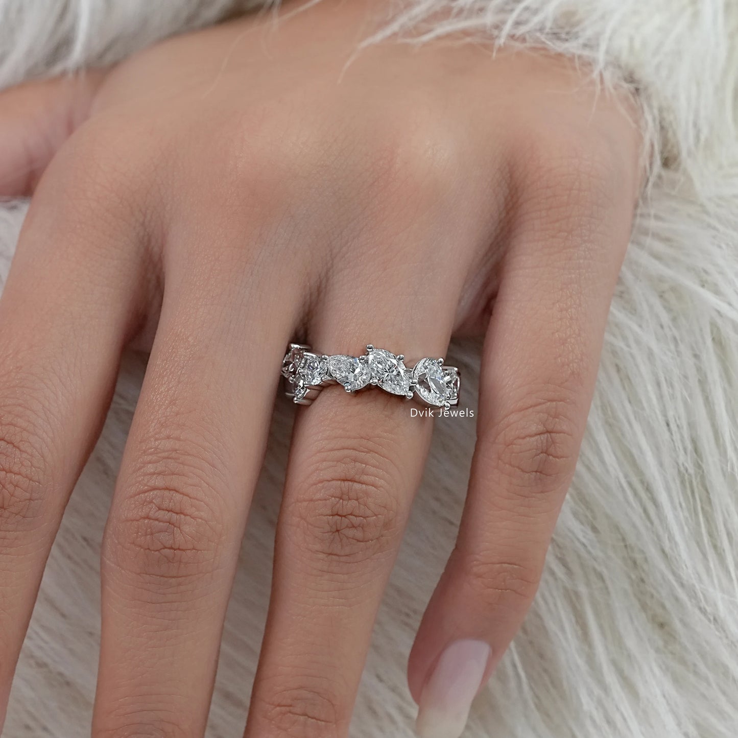 Multi Shape Lab Diamond Half Eternity Band