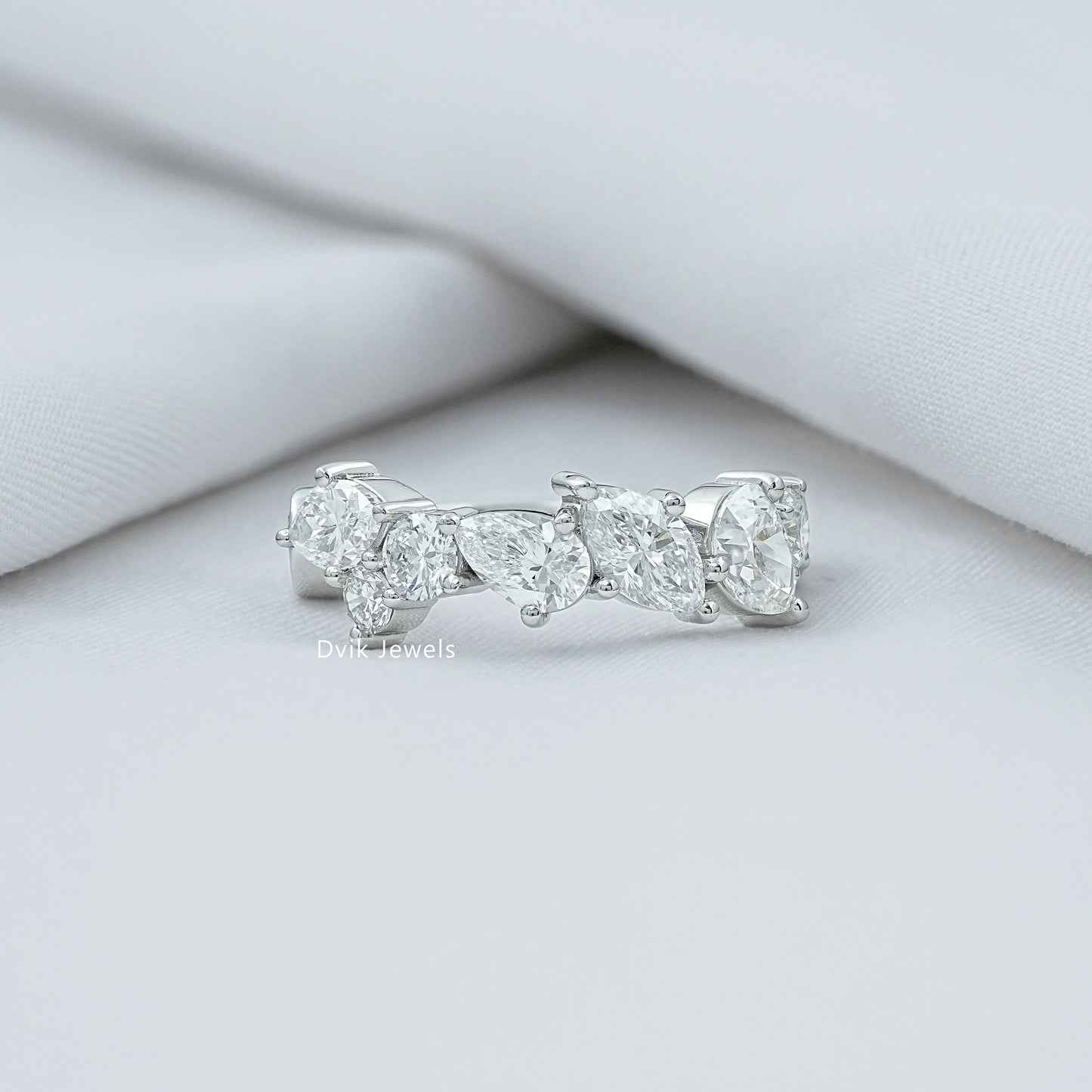 Multi Shape Lab Diamond Half Eternity Band