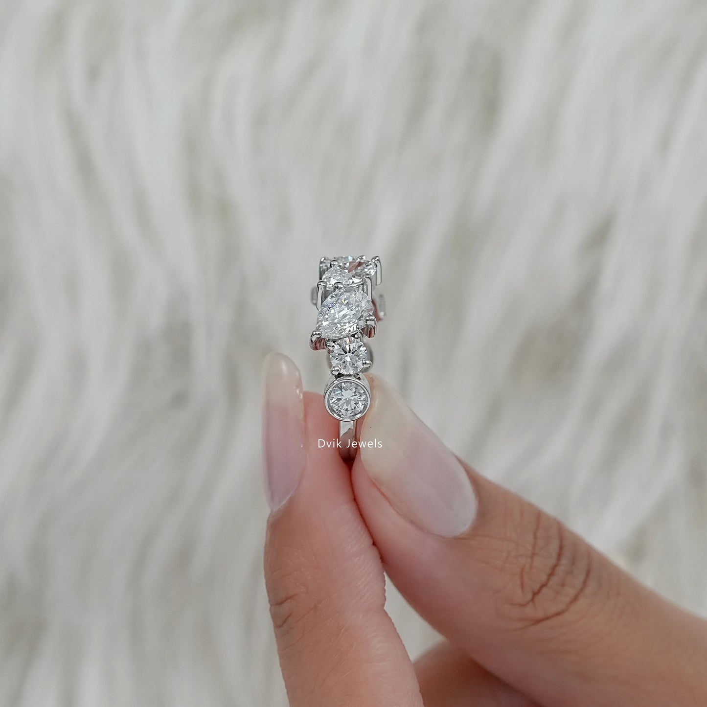 Multi Shape Lab Diamond Half Eternity Band