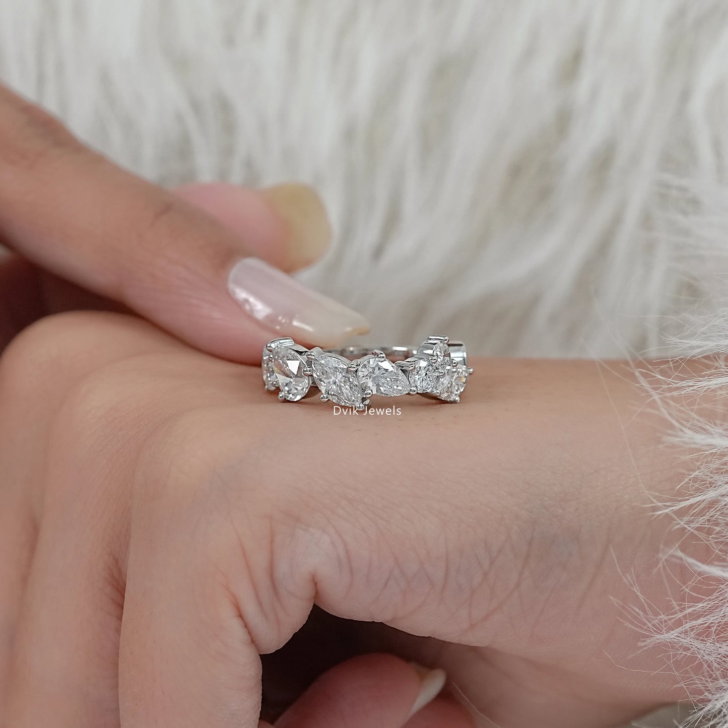 Multi Shape Lab Diamond Half Eternity Band