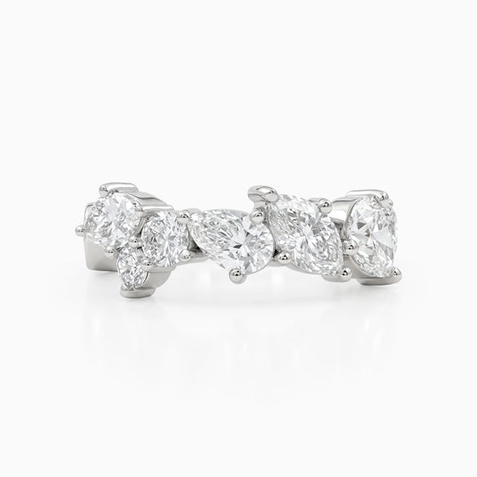 Multi Shape Lab Diamond Half Eternity Band Ring