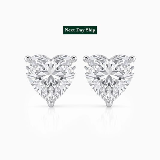 Next Day Shipping Heart Lab Diamond Stud
