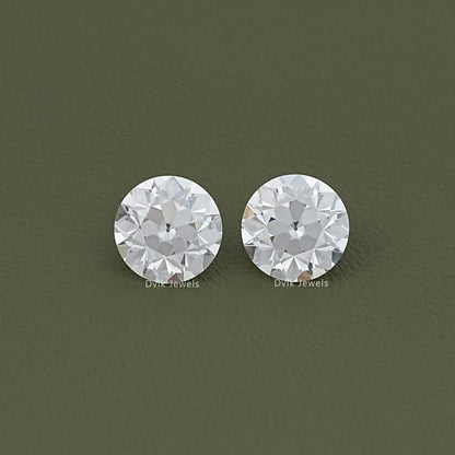 Flower Pattern Old European Round Lab Diamond Matching Pair