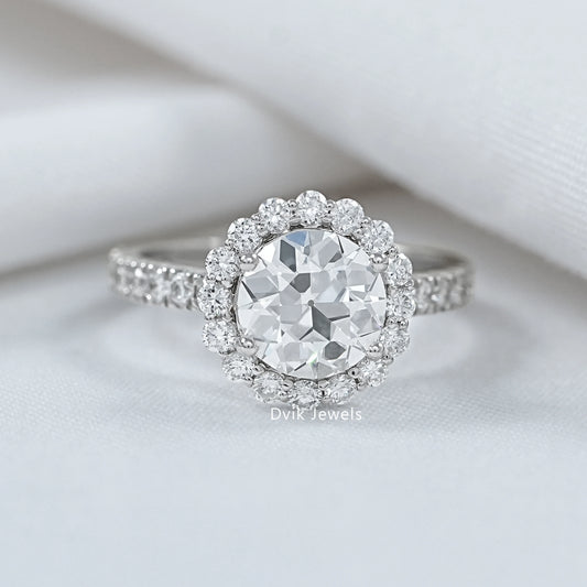 OEC Round Cut 1.50 Carat Halo Diamond Ring Set